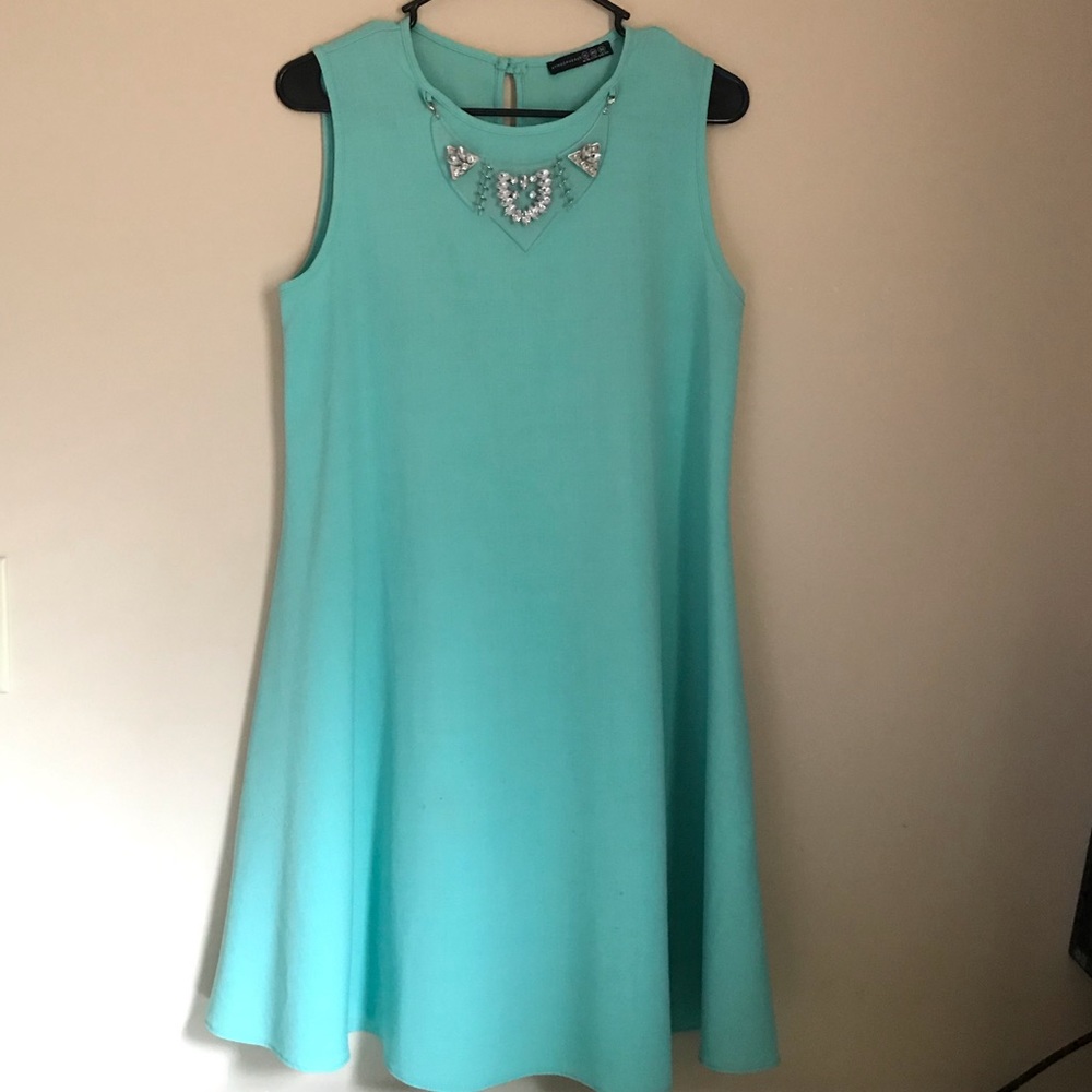Mint green dress with rhinestone detail
